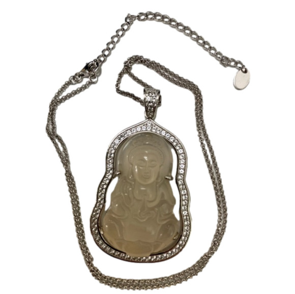 New Victoria Wieck Sterling Silver 925 White Topaz Buddha Pendant Necklace - Picture 3 of 4